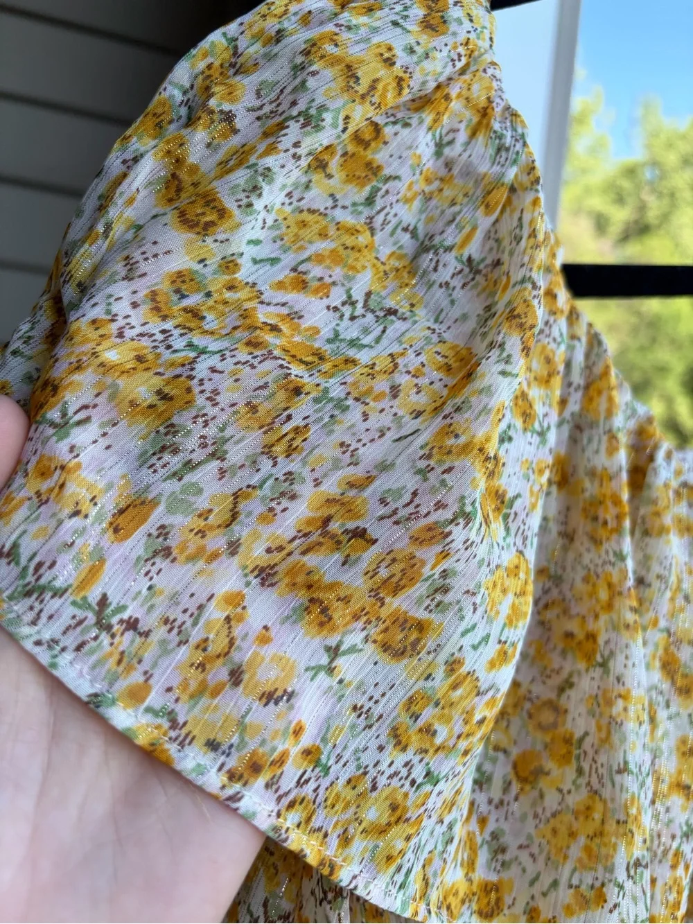 🆕🌻 ASTR The Label Yellow Floral Off Shoulder Crop Top XS Boho Cottagecore Blouse